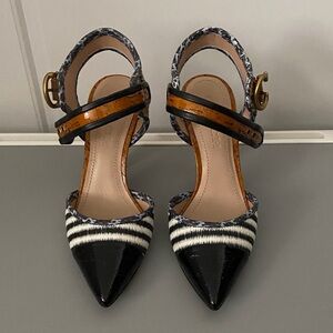 Coach Black and Cream Patterned Heels